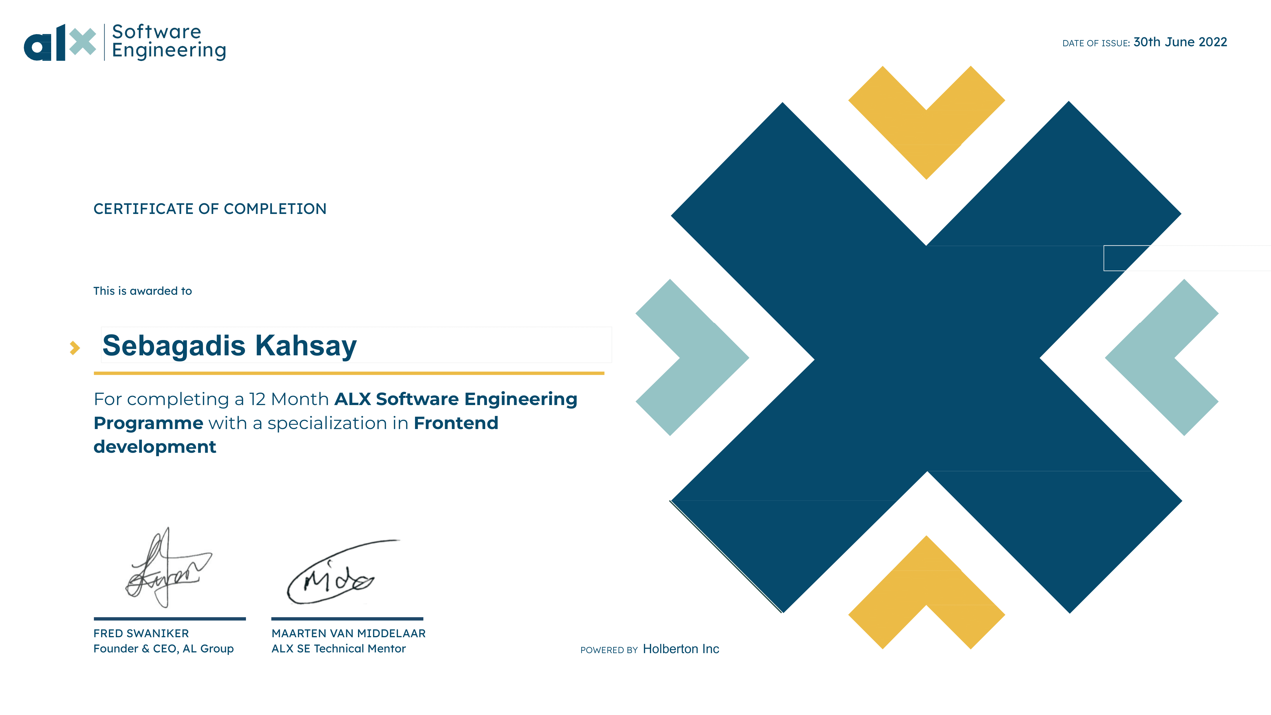 ALX Software Engineering Certificate Of Completion